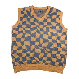 Super Massive Sweater Vest XL Multicolor Trippy Warped Pullover Knit Casual